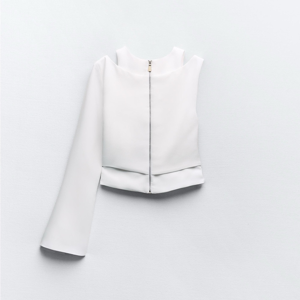 zara cut out one shoulder crop one sleeve top - Picture 4 of 4